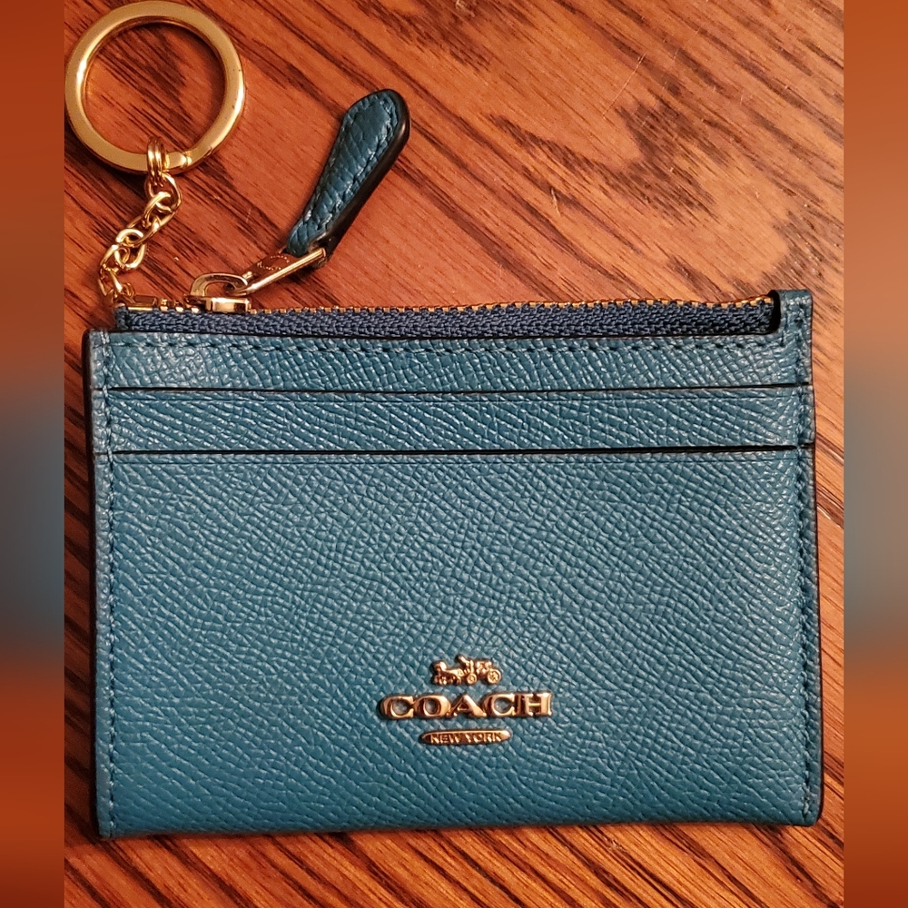 Coach Blue Leather Key & Card Holder